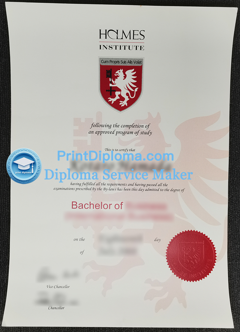 Holmes Institute diploma
