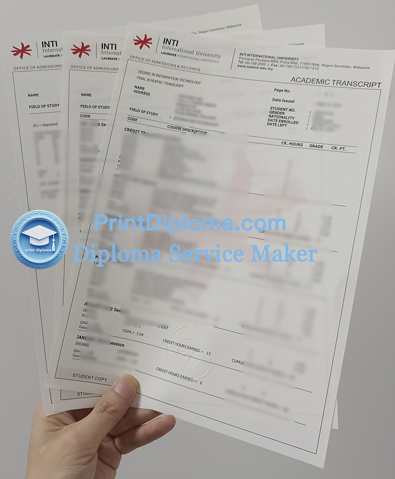 INTI International University transcript