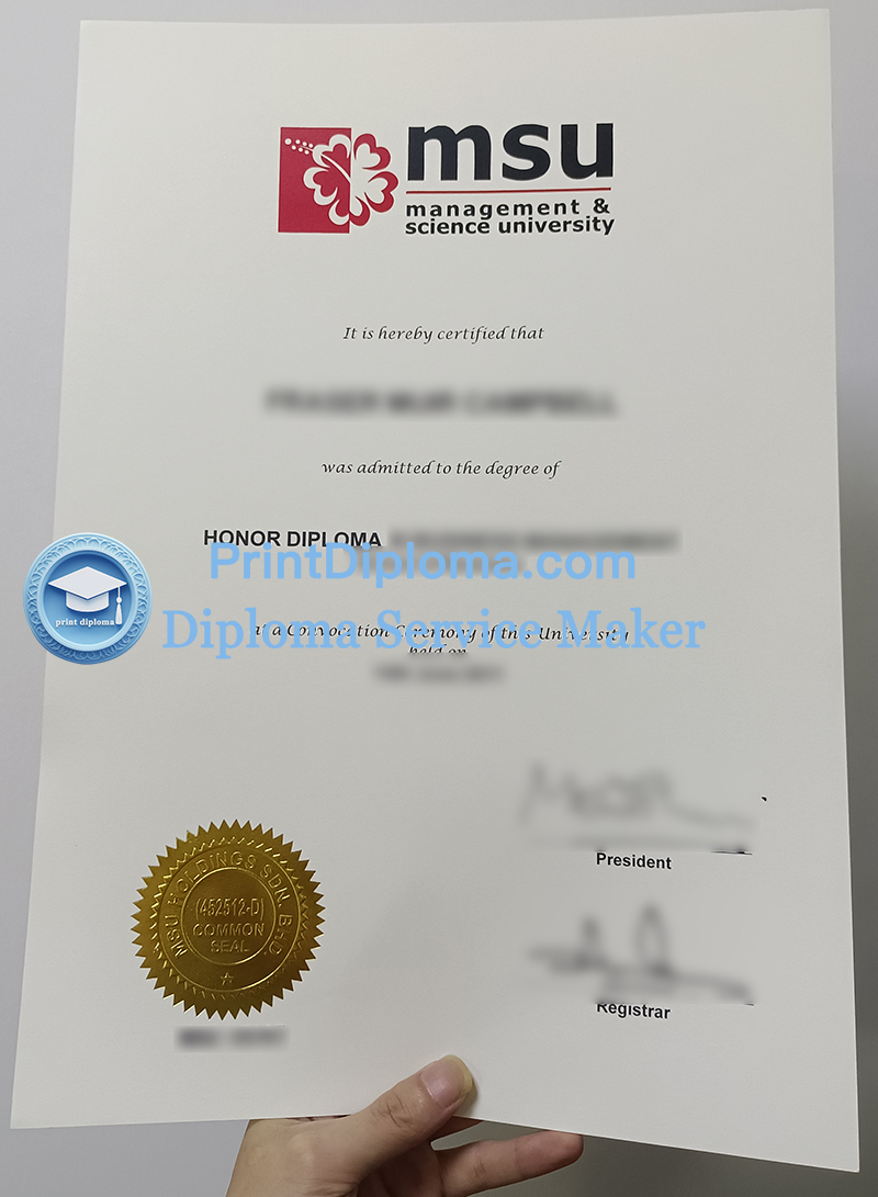 Management & science university diploma, MSU diploma