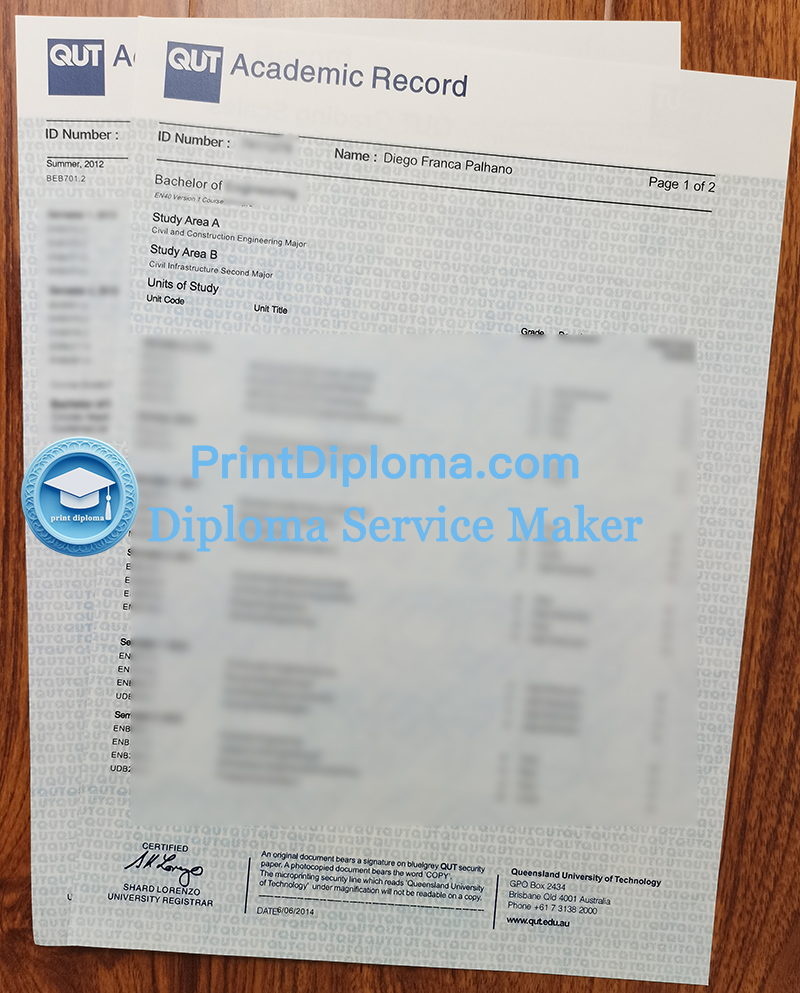 Queensland University of Technology transcript, QUT transcript