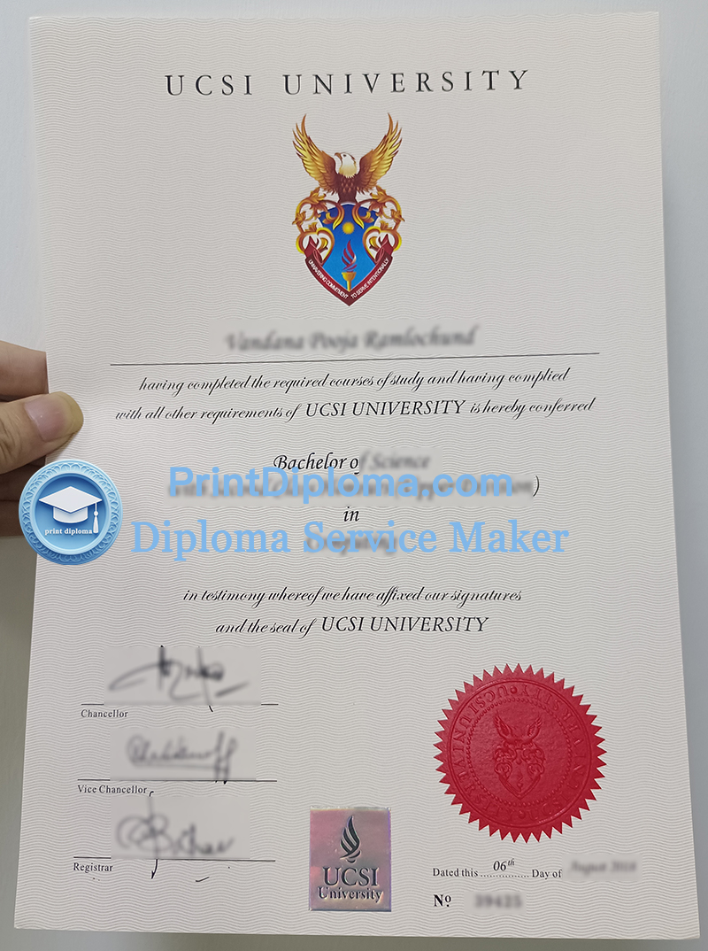 UCSI University diploma