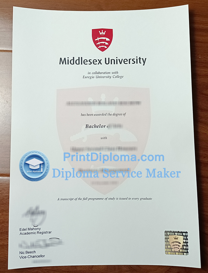 Middlesex University diploma