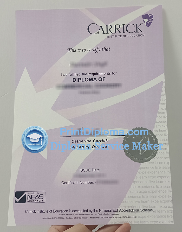 Carrick Institute of Education diploma