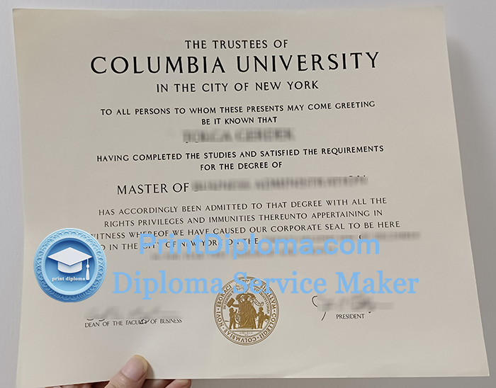 Columbia University diploma