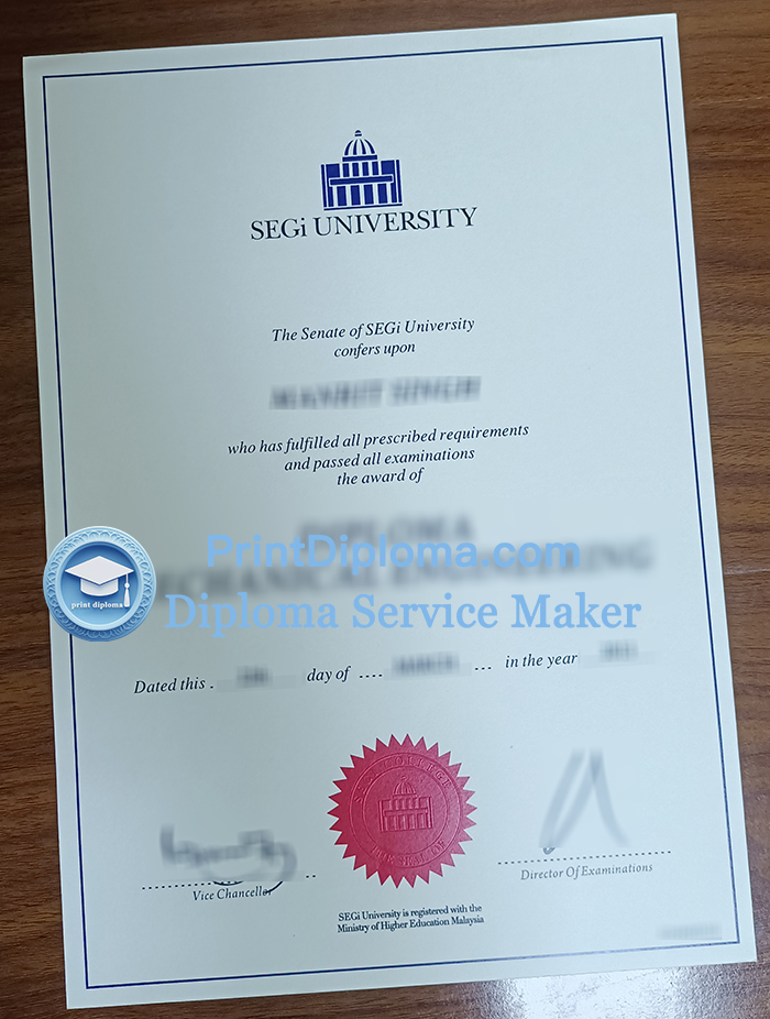 SEGi University diploma