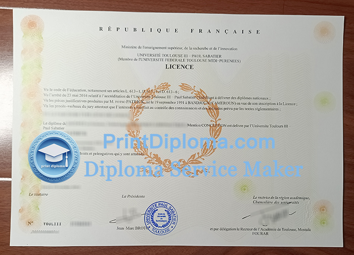 Université Toulouse-III-Paul-Sabatier Diploma