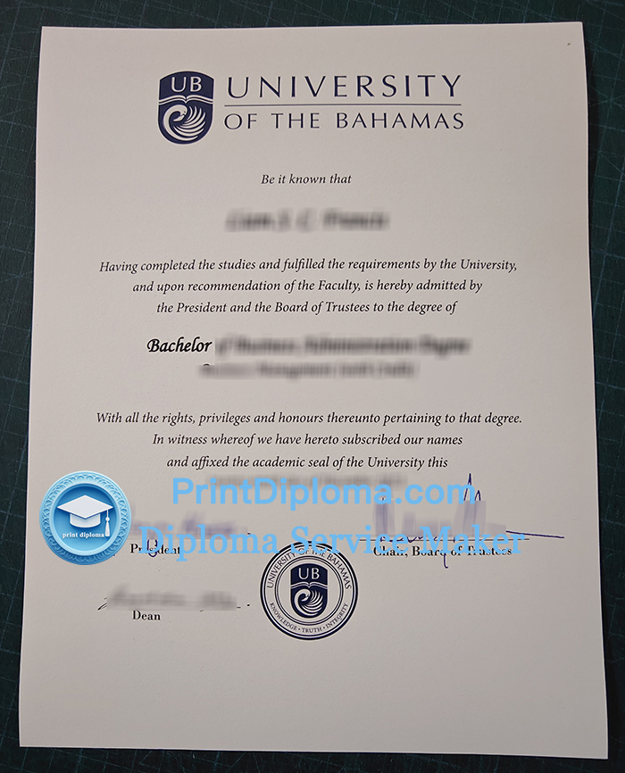 University of The Bahamas diploma